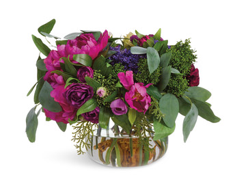 image Peony/Rose/Ranun/Dahlia In Glass Vase
