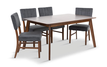 image Ireland Walnut Extension Table With 4 Chairs