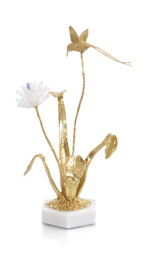 image Flower And Hummingbird Sculpture