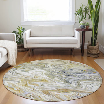 Ravenna Linen Washable Area Rug - 8′0″ X 8′0″