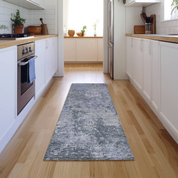 Bresca Blue Washable Area Rug - 2′3″ X 7′6″