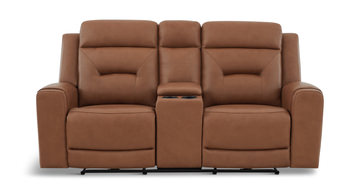 image Jackie Leather Power Reclining Loveseat With Console