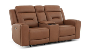 Jackie Leather Power Reclining Loveseat With Console