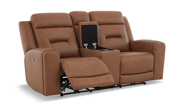 Jackie Leather Power Reclining Loveseat With Console