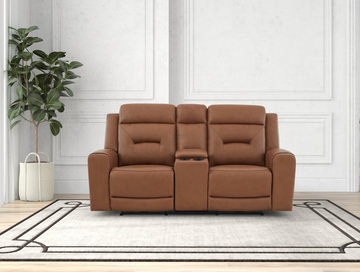 Jackie Leather Power Reclining Loveseat With Console