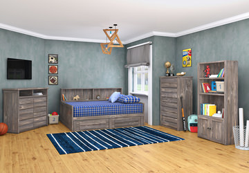 image Roomsaver Full Bed With Trundle - Driftwood