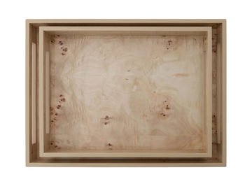 Burl Wood Trays Set Of 2