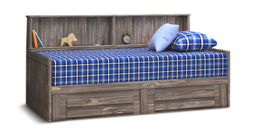 image Roomsaver Twin Bed With Trundle And Mattress - Driftwood