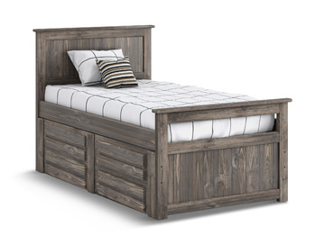 image Bunkhouse B2 Twin Panel Bed With 4 Drawer Underdresser - Driftwood