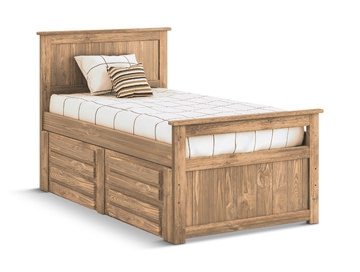 Bunkhouse B2 Twin Panel Bed With 4 Drawer Underdresser - Buckskin