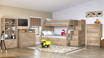 image Bunkhouse B2 Twin/Full Bunk Bed - Buckskin