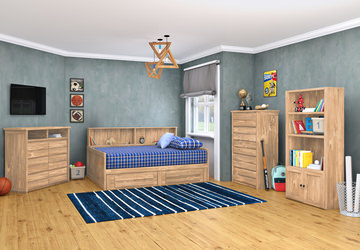 Roomsaver Full Bed With Trundle And Mattress - Buckskin