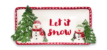 Snowman Glass Platter