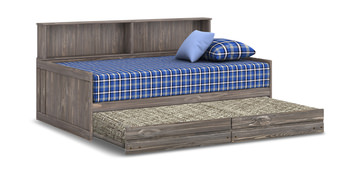 Roomsaver Twin Bed With Trundle And Mattress - Driftwood