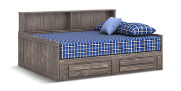 image Roomsaver Full Bed With Trundle And Mattress - Driftwood