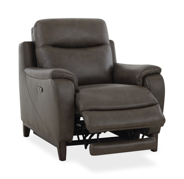 Atlas Leather Power Recliner - Charcoal