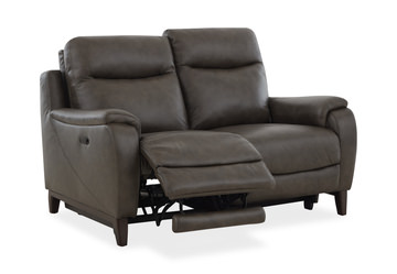 Atlas Leather Power Reclining Loveseat - Charcoal