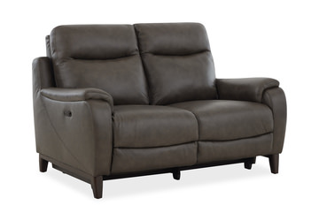 Atlas Leather Power Reclining Loveseat - Charcoal