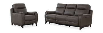 Atlas Leather Power Reclining Sofa - Charcoal