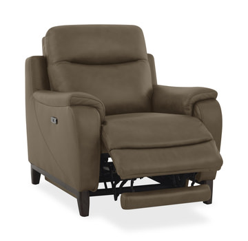 Atlas Leather Power Recliner - Sand
