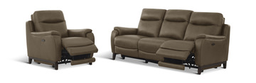 Atlas Leather Power Reclining Sofa - Sand