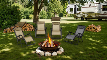 Relaxer Chaise Lounge Chair With Canopy - Brown