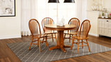 Family Dining Round Extension Table With 4 Arrowback Chairs thumbnail 5