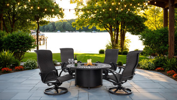 San Tropez Woven 5 Piece Fire Table