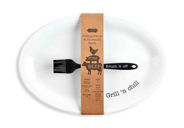 Grill Platter And Brush Set