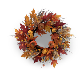 22″ Fall Harvest Straw Wreath