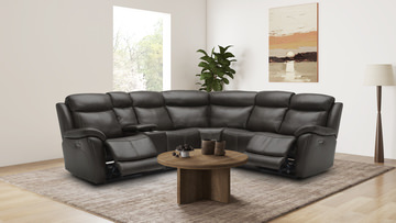 Emery 6 Piece Leather Power Reclining Sectional