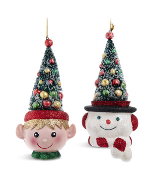Snowman/Elf With Christmas Tree Hat Ornament