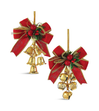 Ribbon Bow With Bells And Mistletoe