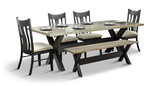 Xaviar Dining Table With 4 Fabric Seat Chairs And Bench thumbnail 1