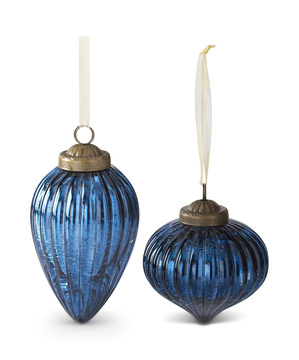 Assorted Blue Glass Ornaments