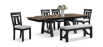 image Maribelle Black Extension table With 4 Chairs And Bench