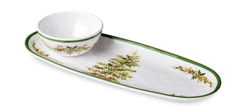 Holly Tree Oval Tray With Dip Bowl