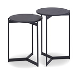 Leeds Bunching Round End Tables - Black thumbnail 1