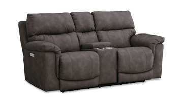 Chase Power Loveseat With Console - Pewter