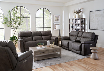 Chase Power Loveseat With Console - Pewter