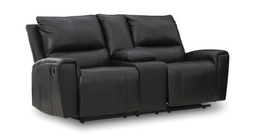 Yancy Leather Reclining Loveseat With Console