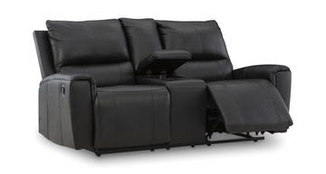 Yancy Leather Reclining Loveseat With Console