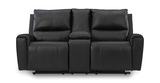 Yancy Leather Reclining Loveseat With Console thumbnail 1