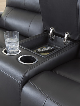 Yancy Leather Reclining Loveseat With Console