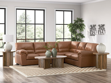 Zola 3 Piece Sectional with Left Loveseat - Caramel