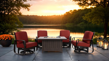 San Remo II Wheaton 5 Piece Patio Fire Table Set