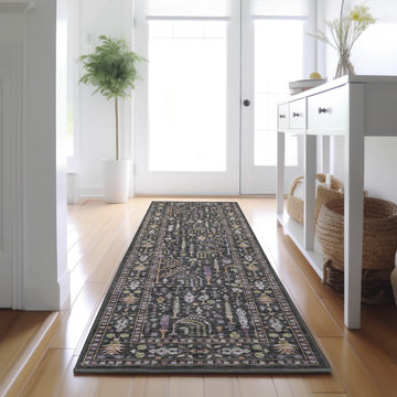 Hatay Black Washable Area Rug - 2′3″ X 7′6″