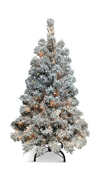 image 4.5′ Artificial Flocked Christmas Tree With 200 Clear Lights