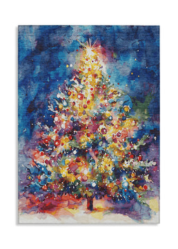 Water Color Tree Rug - Navy