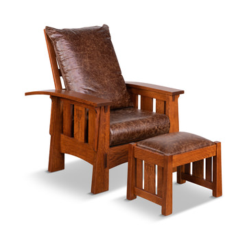 Aurora Antique Carmel Leather Morris Chair